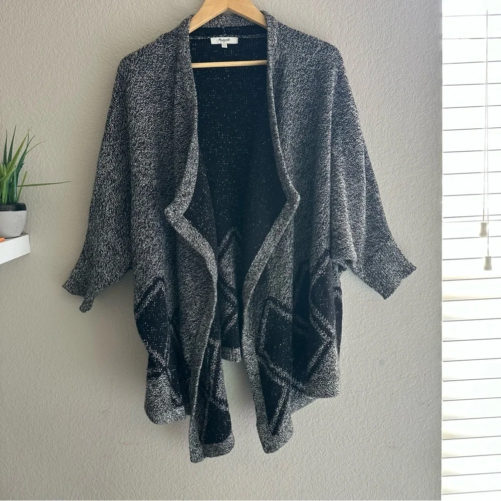 Madewell All Angles Open Front Sweater Gray Drapey Oversized Boho Size M/L